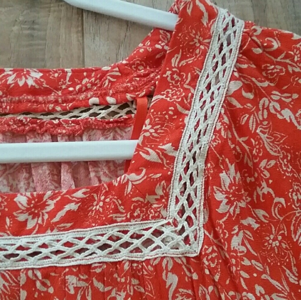 NWT Free People | orange boho flowy tunic | XS - Picture 3 of 5